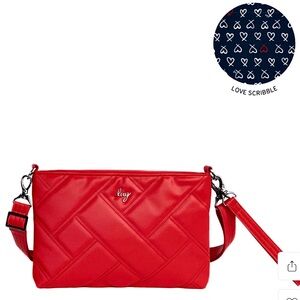 Lug Waltz Satin Luxe Vegan Leather Crossbody/Wristlet Bag. Poppy Red. NWT